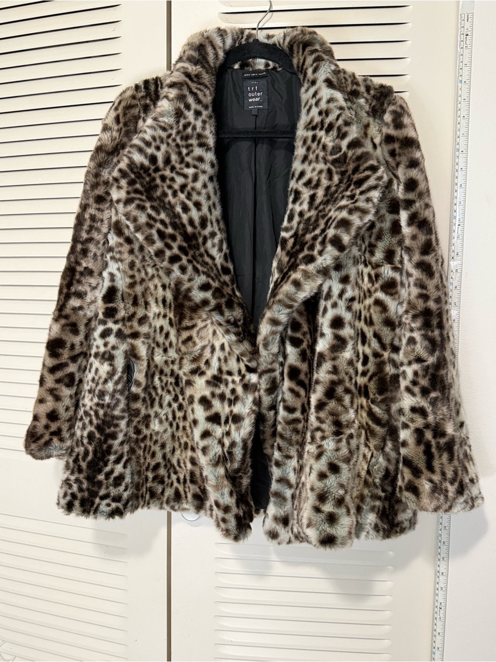 Zara Leopard-Print Faux Fur Teddy Jacket - Brown/Black/Cream